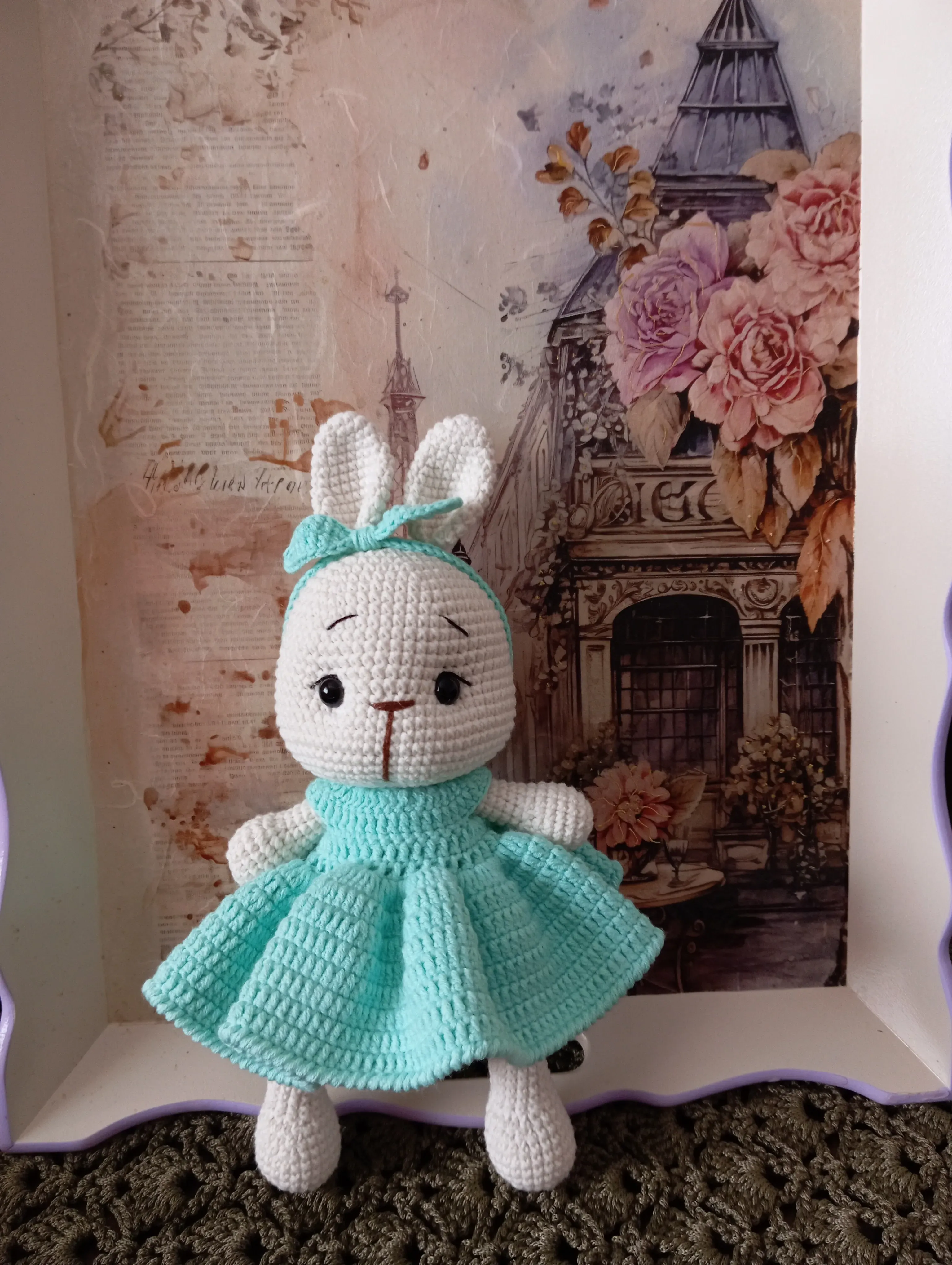 Elbiseli Amigurumi Tavşan Oyuncak Bebek - Organik Pamuk İpinden El Yapımı