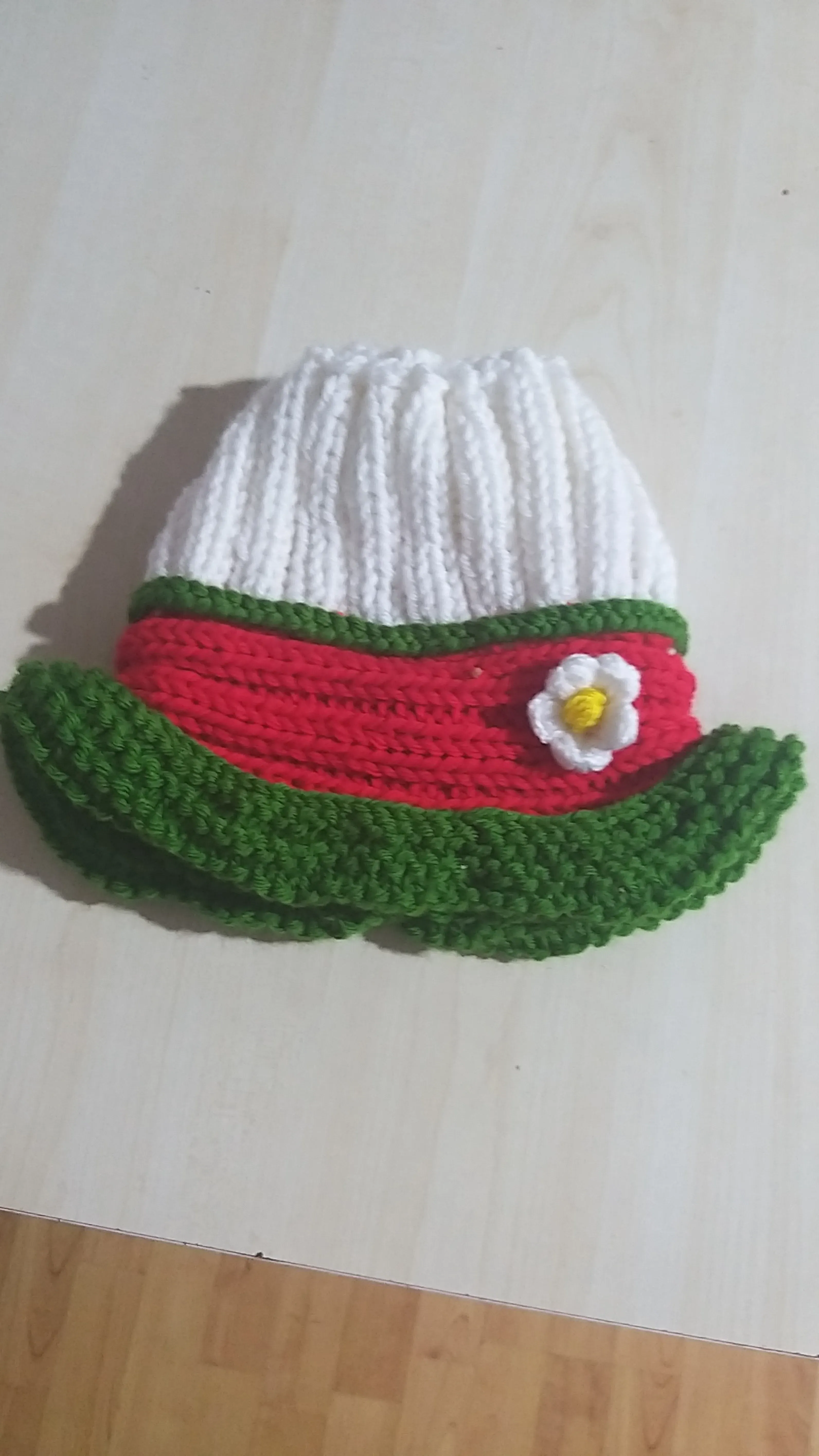 Örgü Papatya Detaylı Renkli Çocuk Bere - El Emeği