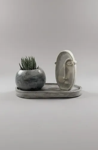 Soyut Yüz Saksı Set