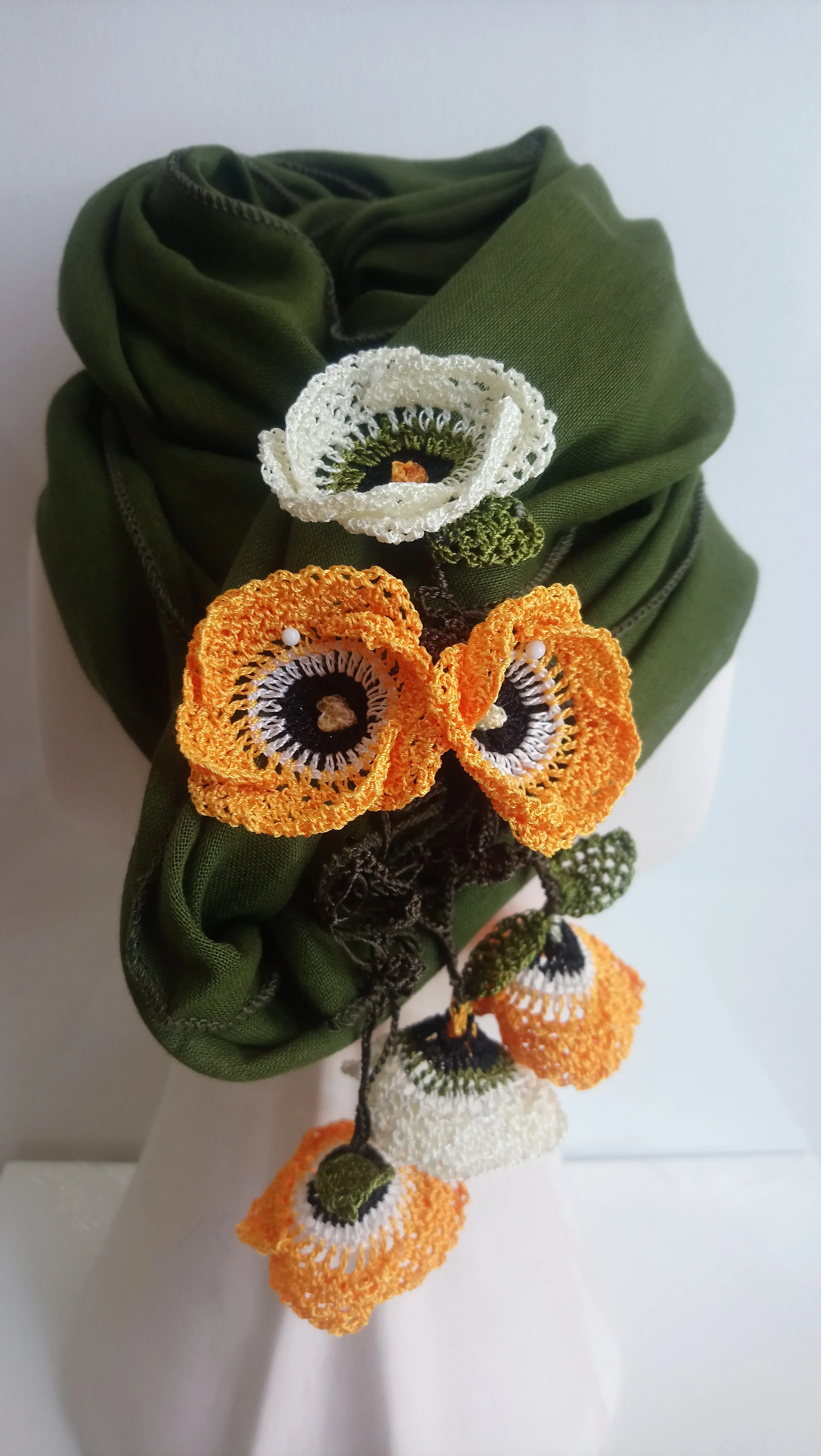 Yesil Renk Pamuklu Kumas Fular