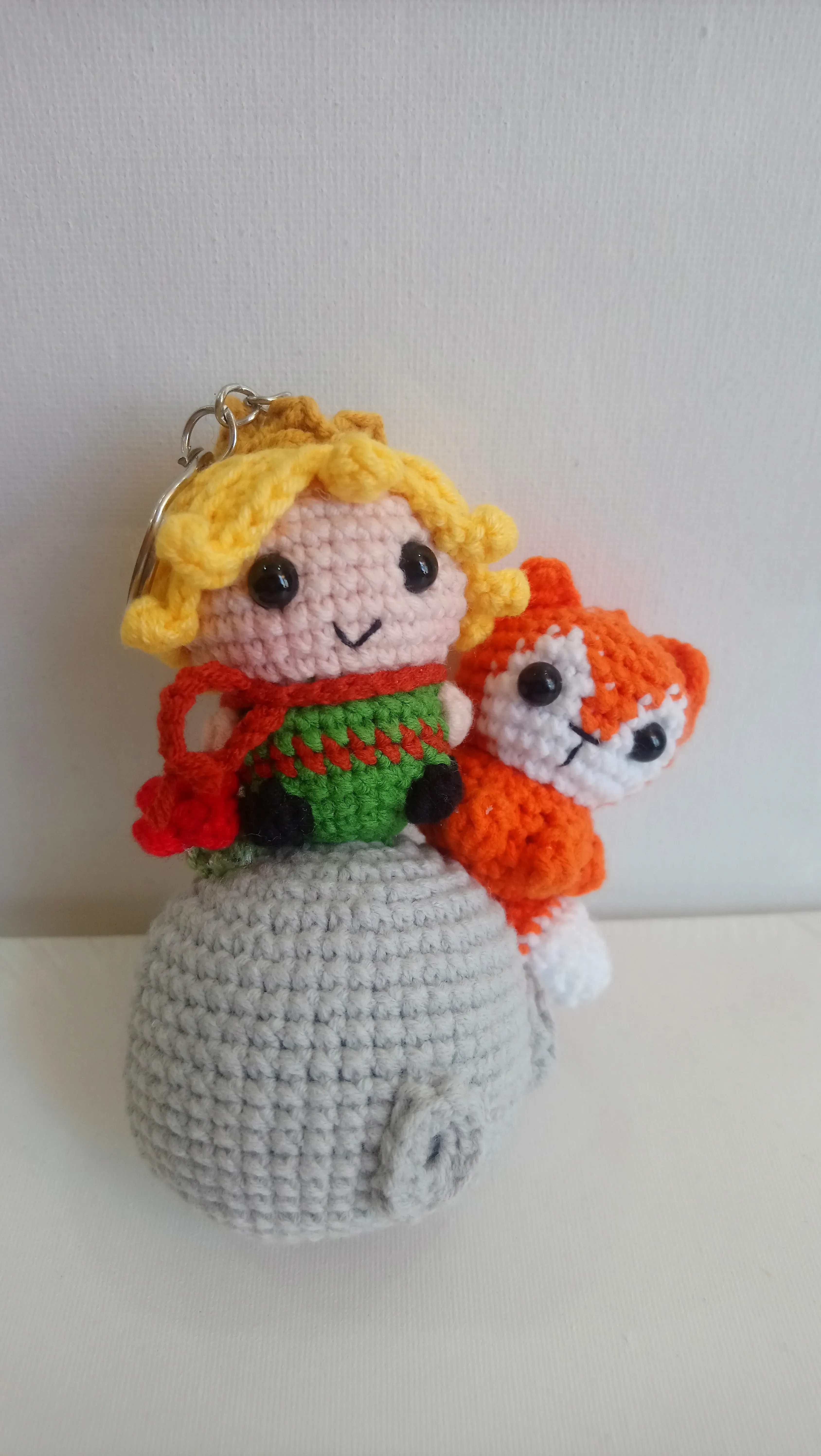 Sevimli Küçük Prens ve Tilki Amigurumi Anahtarlık - Çanta Aksesuarı