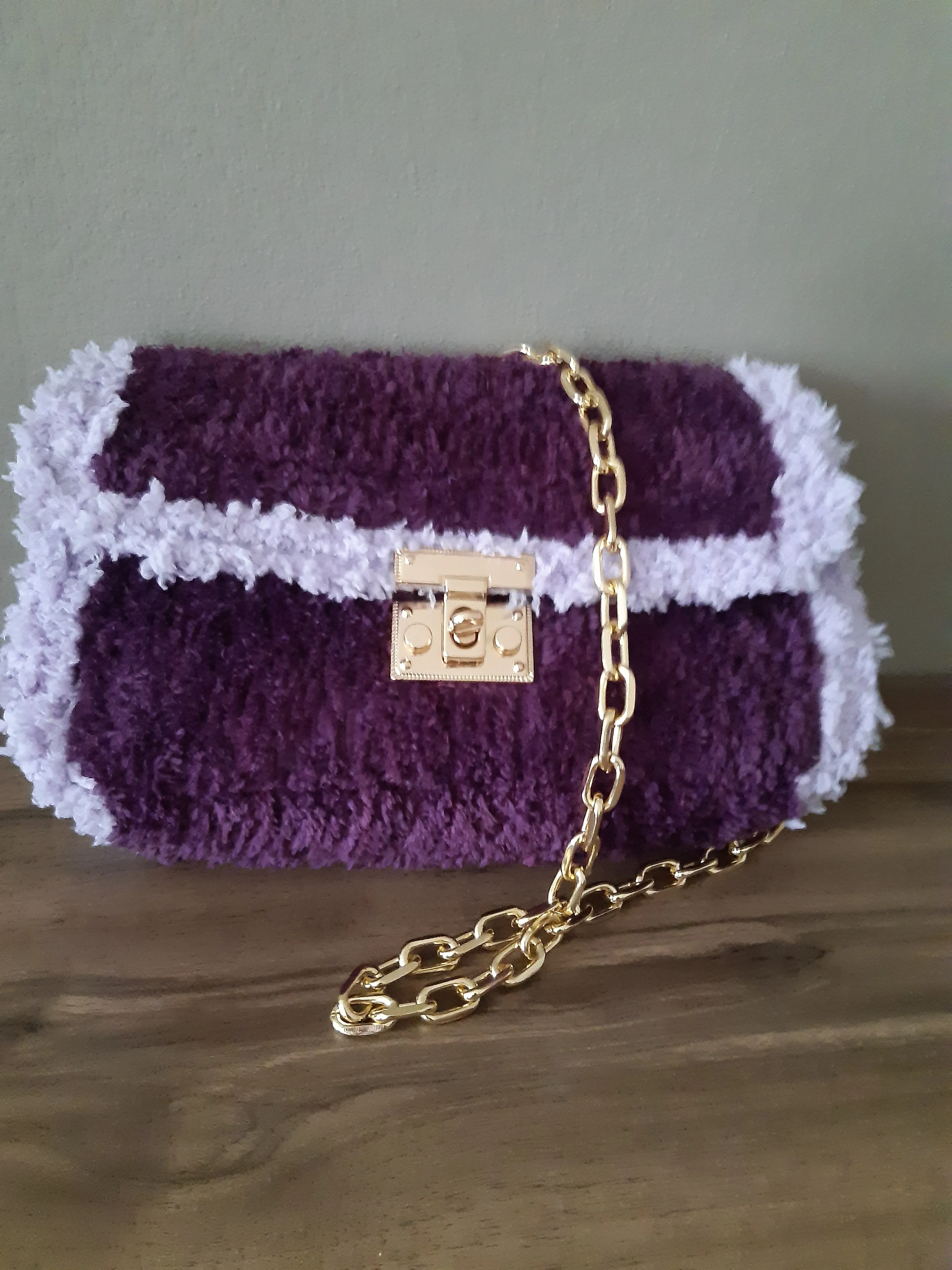 El Yapımı Canvas Çanta – Mor ve Lila Renkli