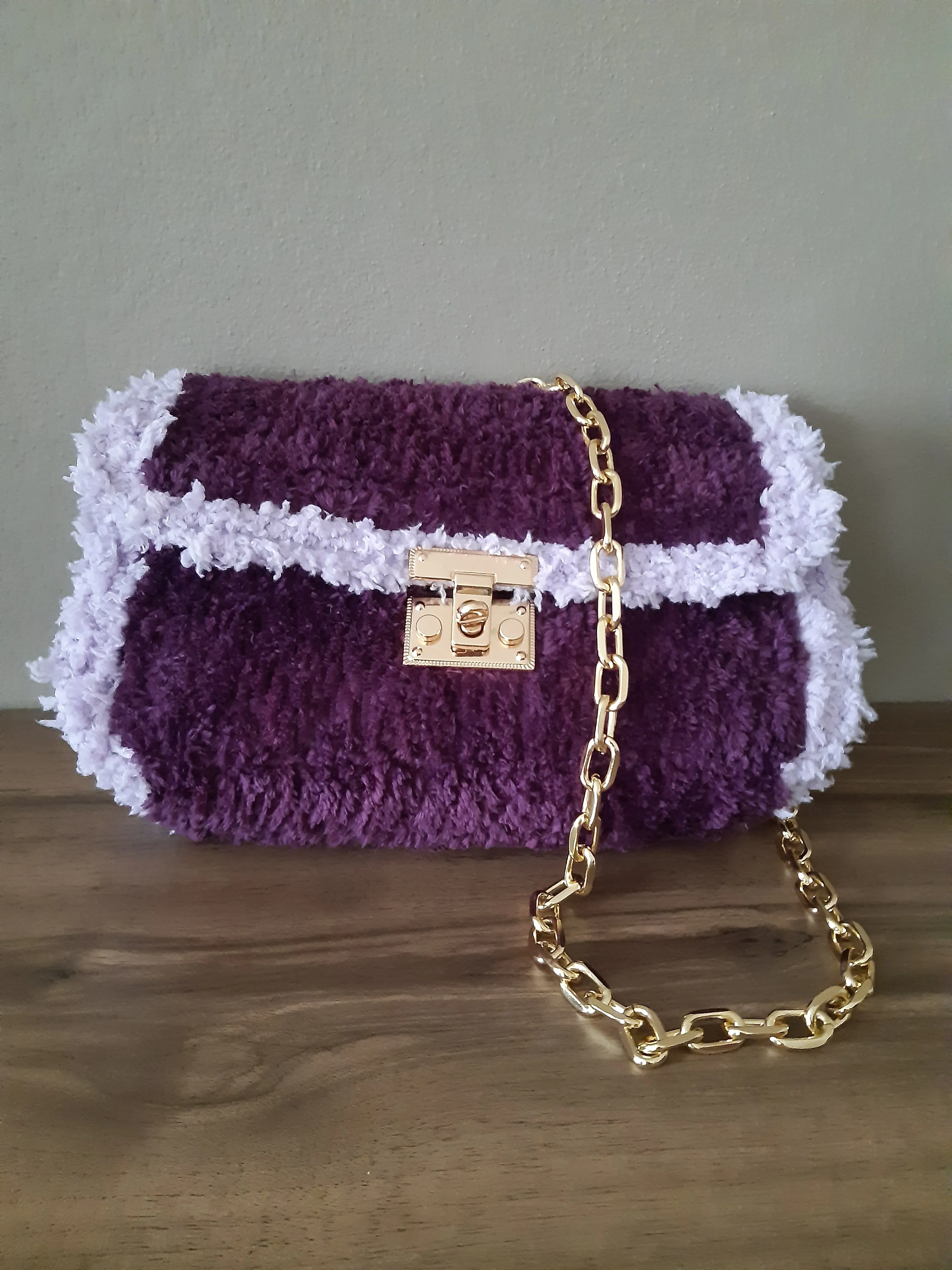 El Yapımı Canvas Çanta – Mor ve Lila Renkli