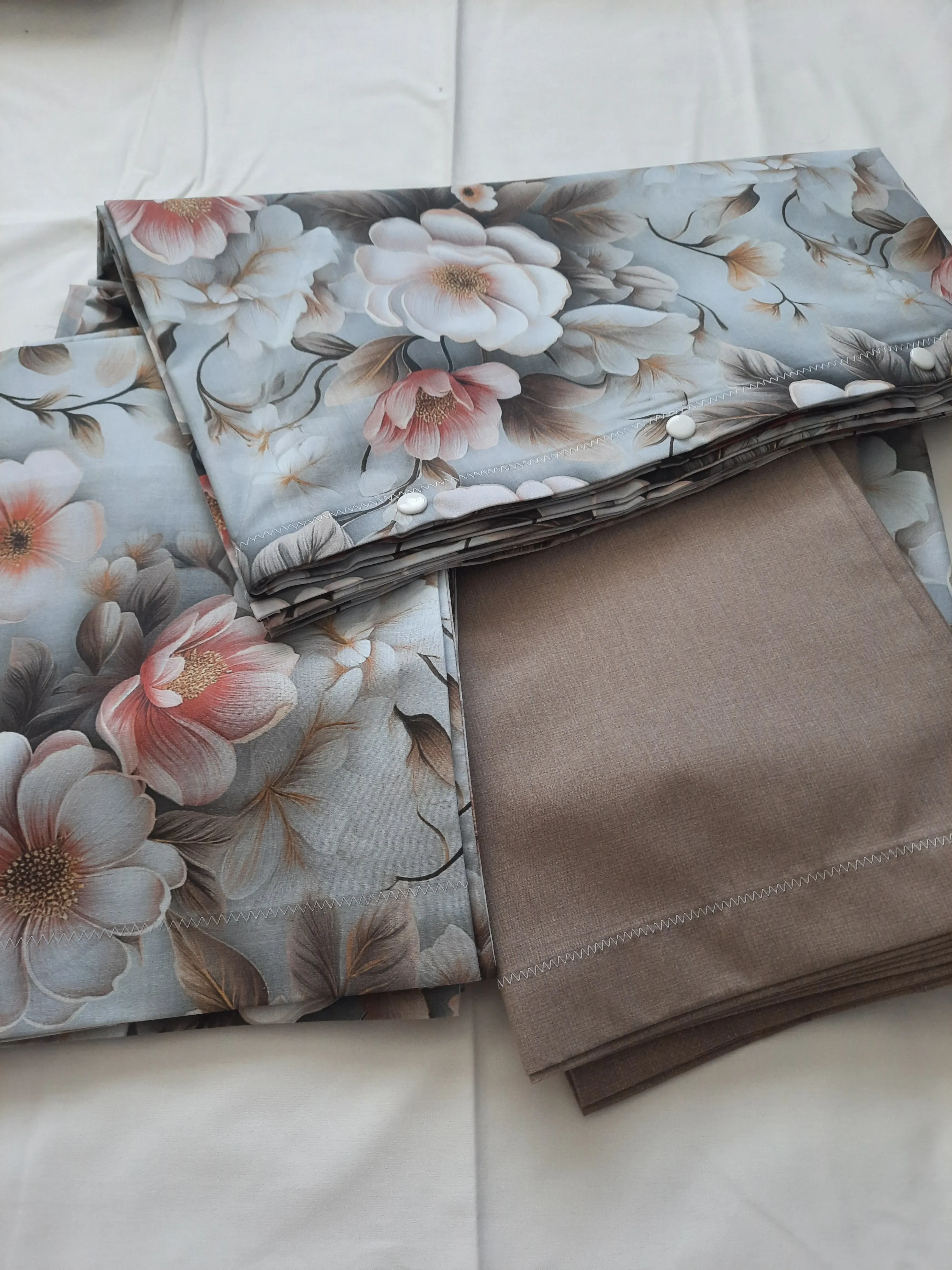 Gray Beige Double Duvet Cover Set