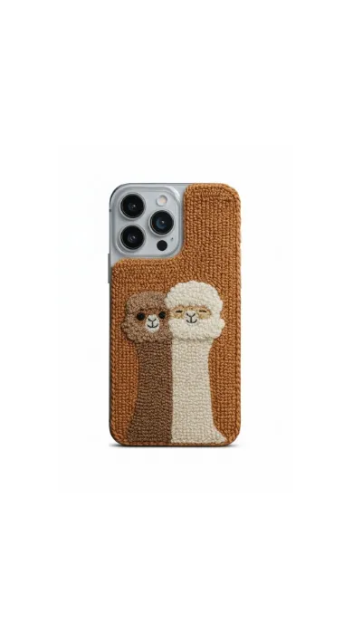 iPhone 14 Pro Max Uyumlu Lama Desen Punch Telefon Kılıfı