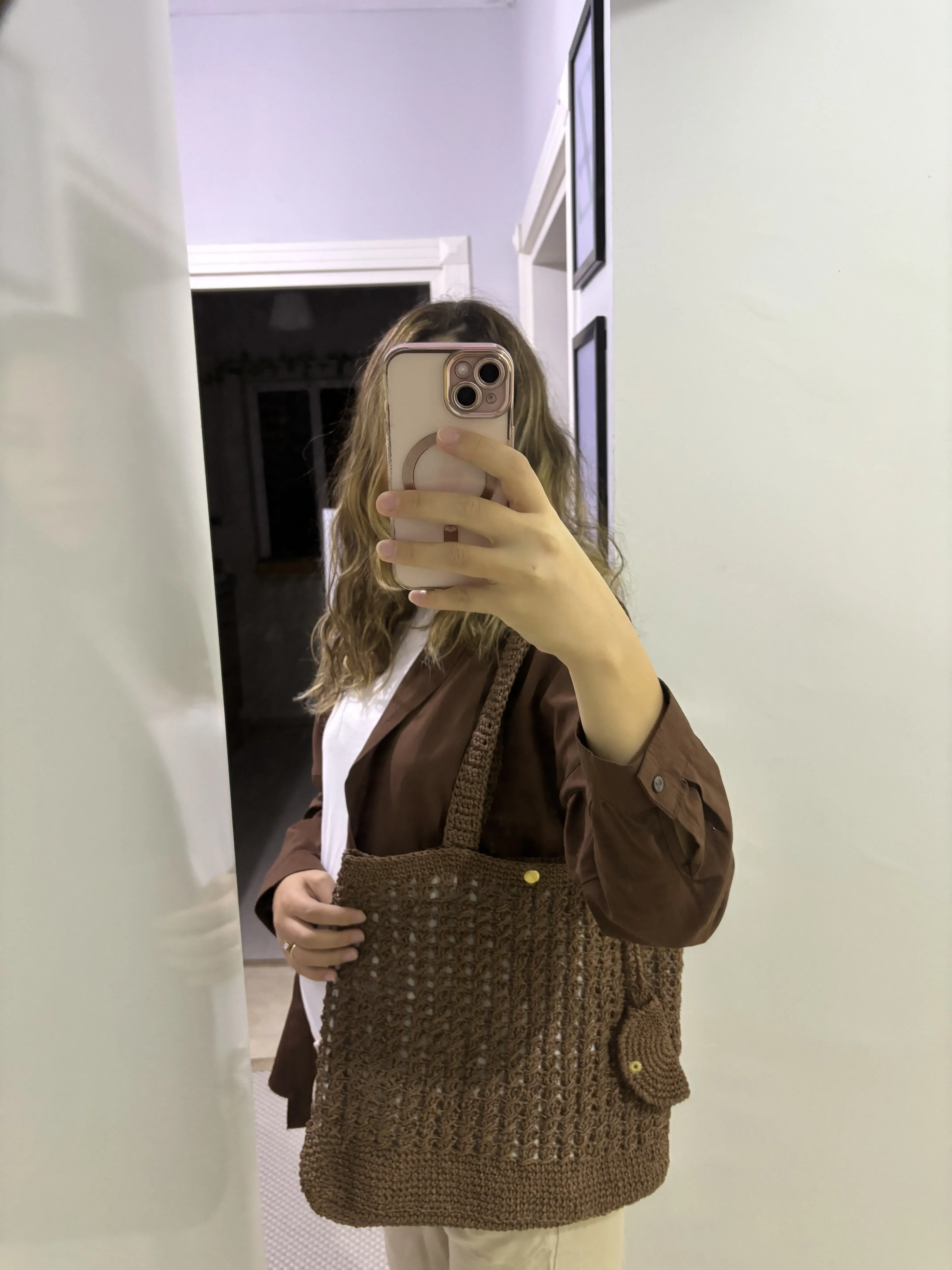 El Örgüsü Kahverengi Tote Çanta