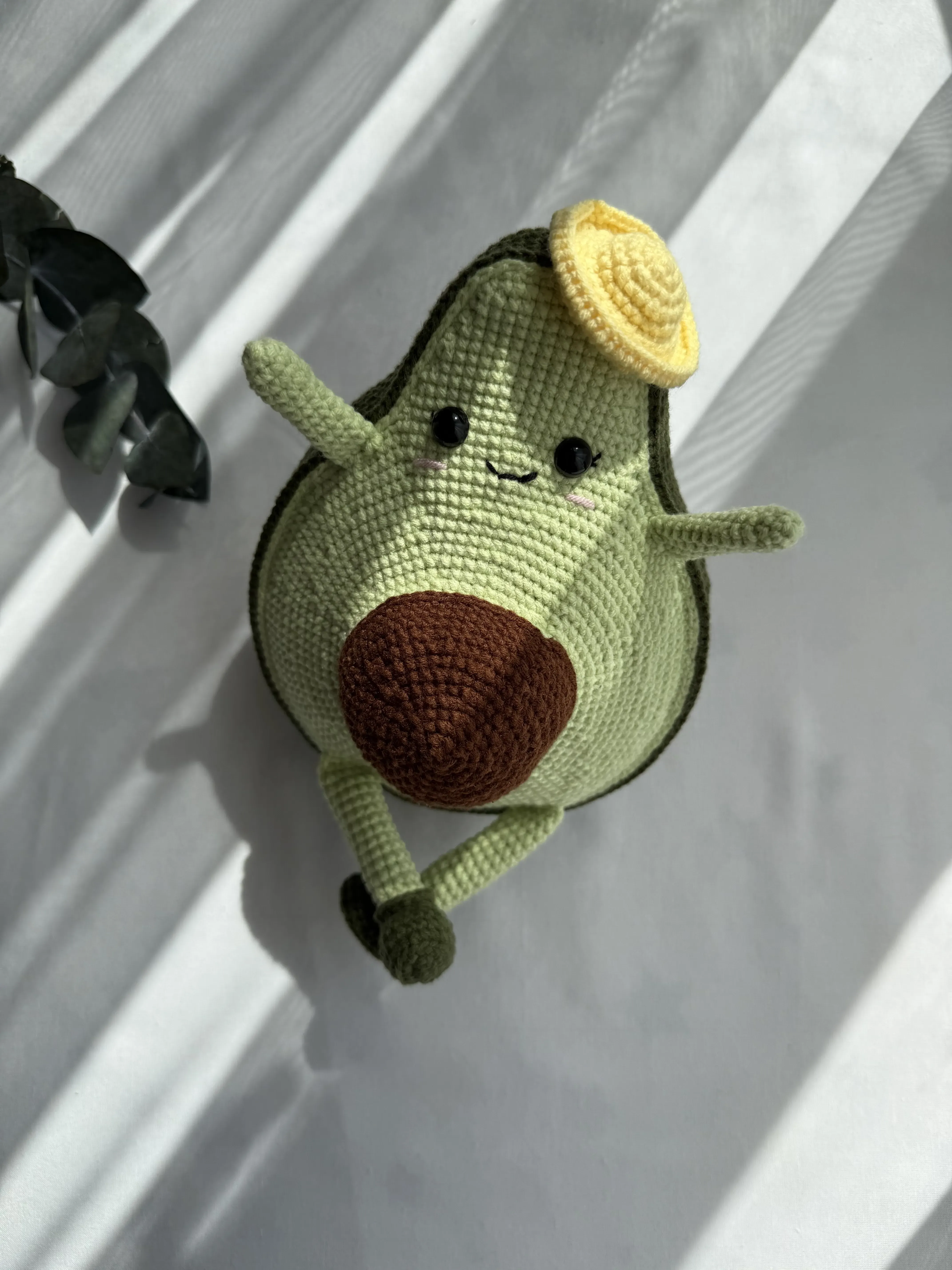 Green Knitted Avocado Toy Pillow - Nursery Decoration