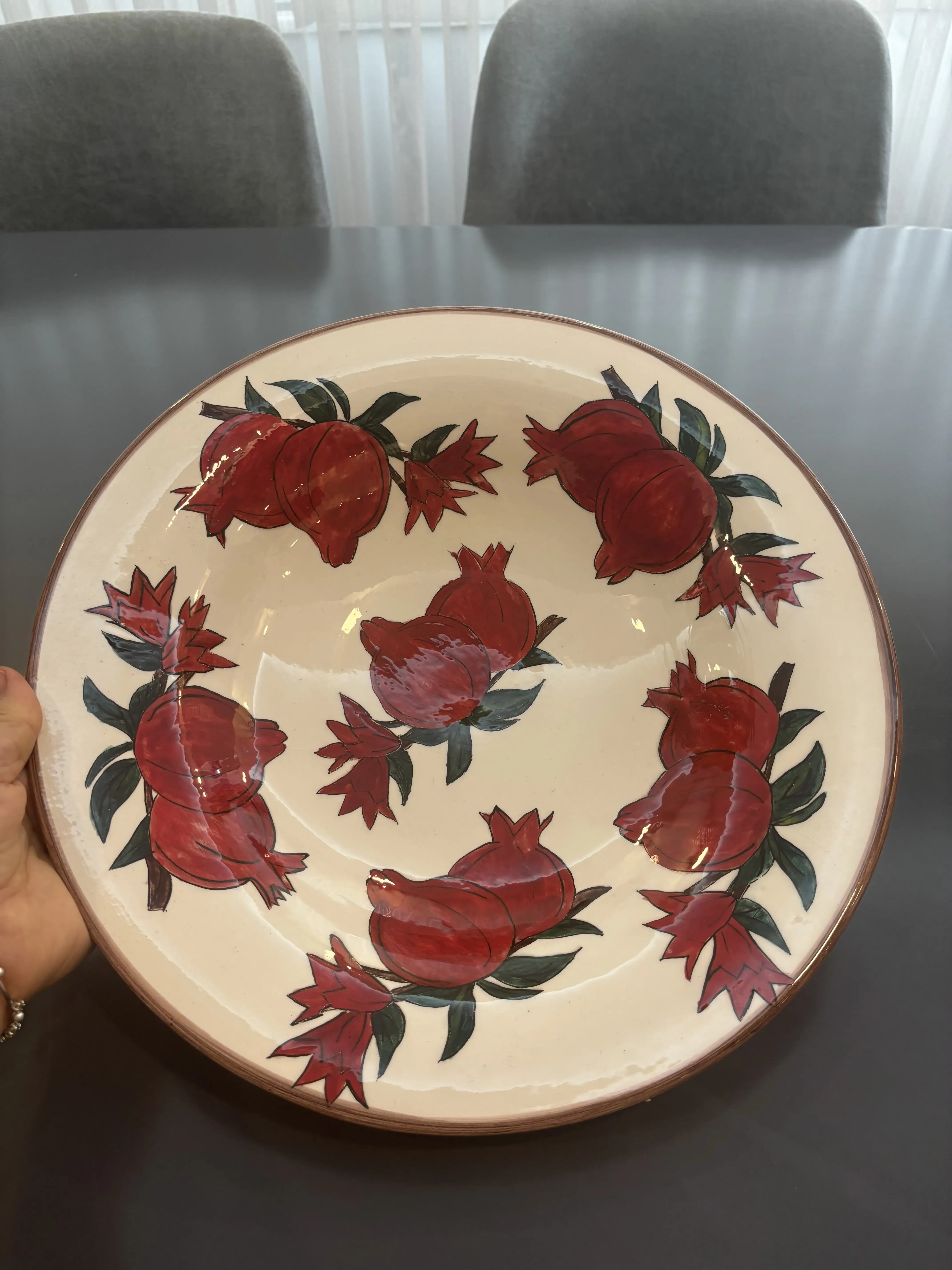 Nar Desenli Dekoratif Çini Tabak - El Yapımı Duvar Dekoru