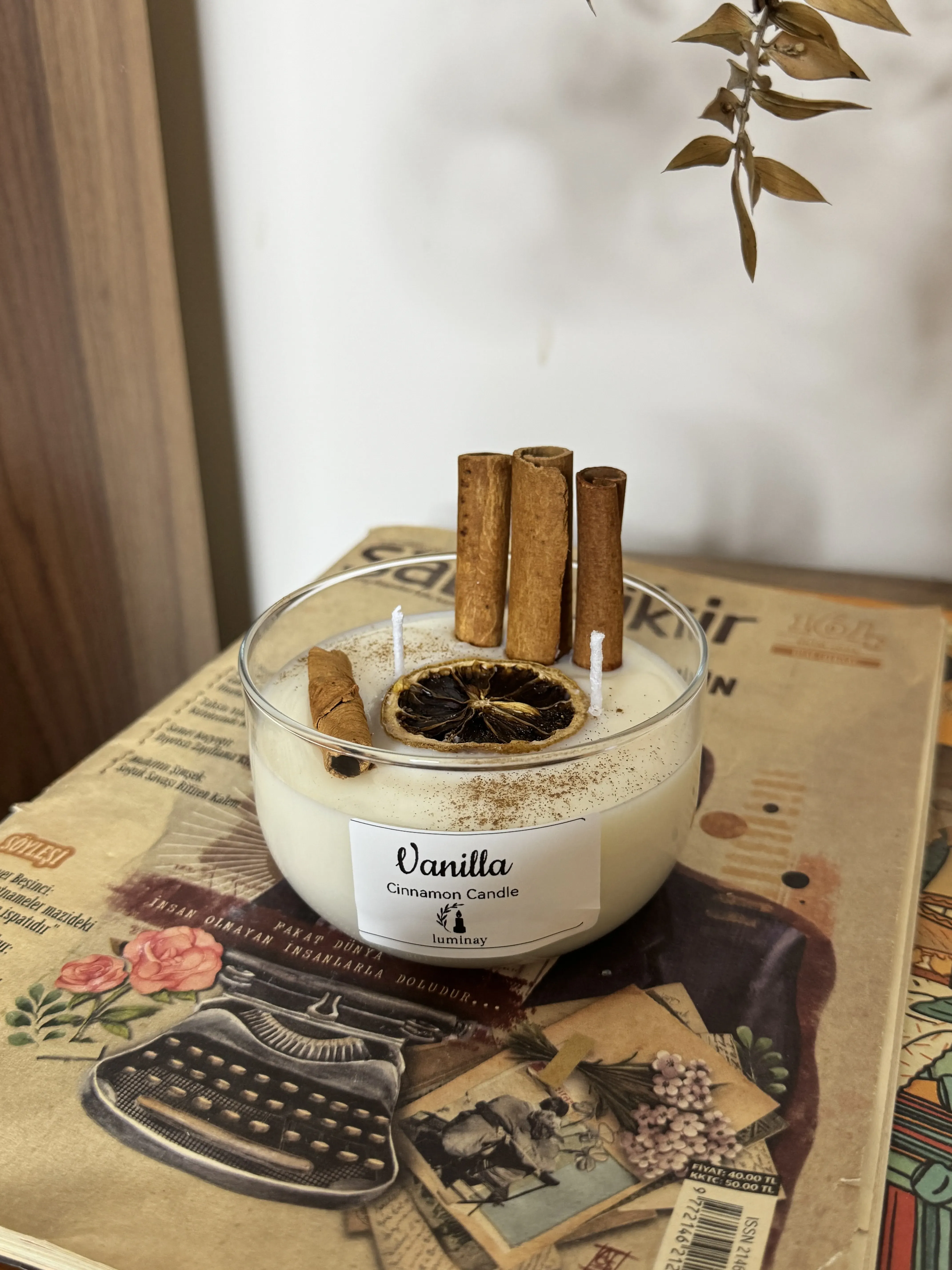 Vanilyalı Tarçınlı Soya Wax Mum - Aromaterapi Kokulu Mum