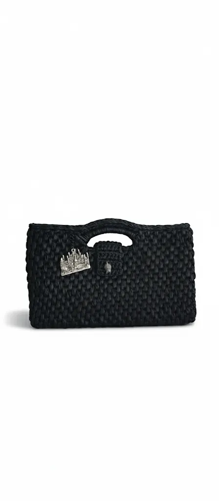 Leather Rope Special Design with Metal Accessories On It Large Clucth Bag