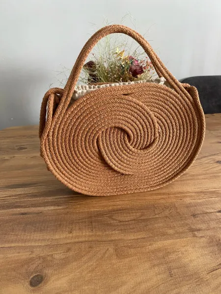 Infinity Straw Bag Coffee Color Infinity Summer Bag