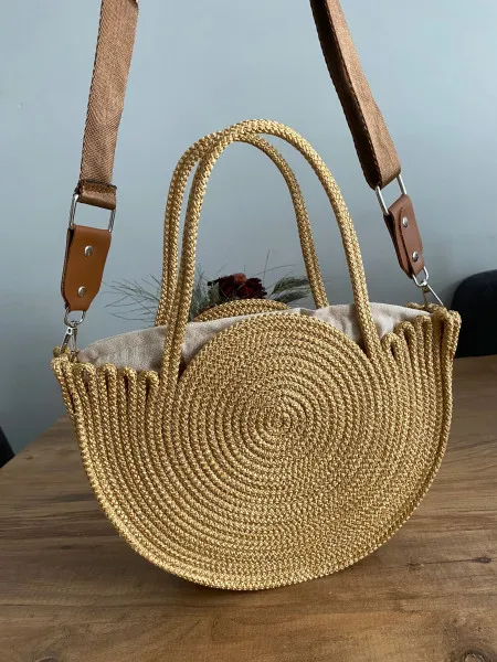 Swan Wicker Shoulder Bag Gold Wicker Shoulder Bag