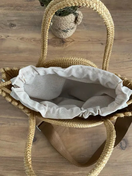 Swan Wicker Shoulder Bag Gold Wicker Shoulder Bag