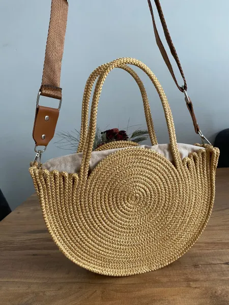 Swan Wicker Shoulder Bag Gold Wicker Shoulder Bag