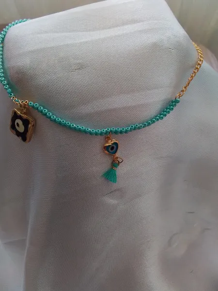 Turquoise chain bead bracelet