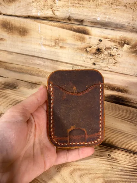 El Yapımı Hakiki Deri Kahverengi  Kartlık