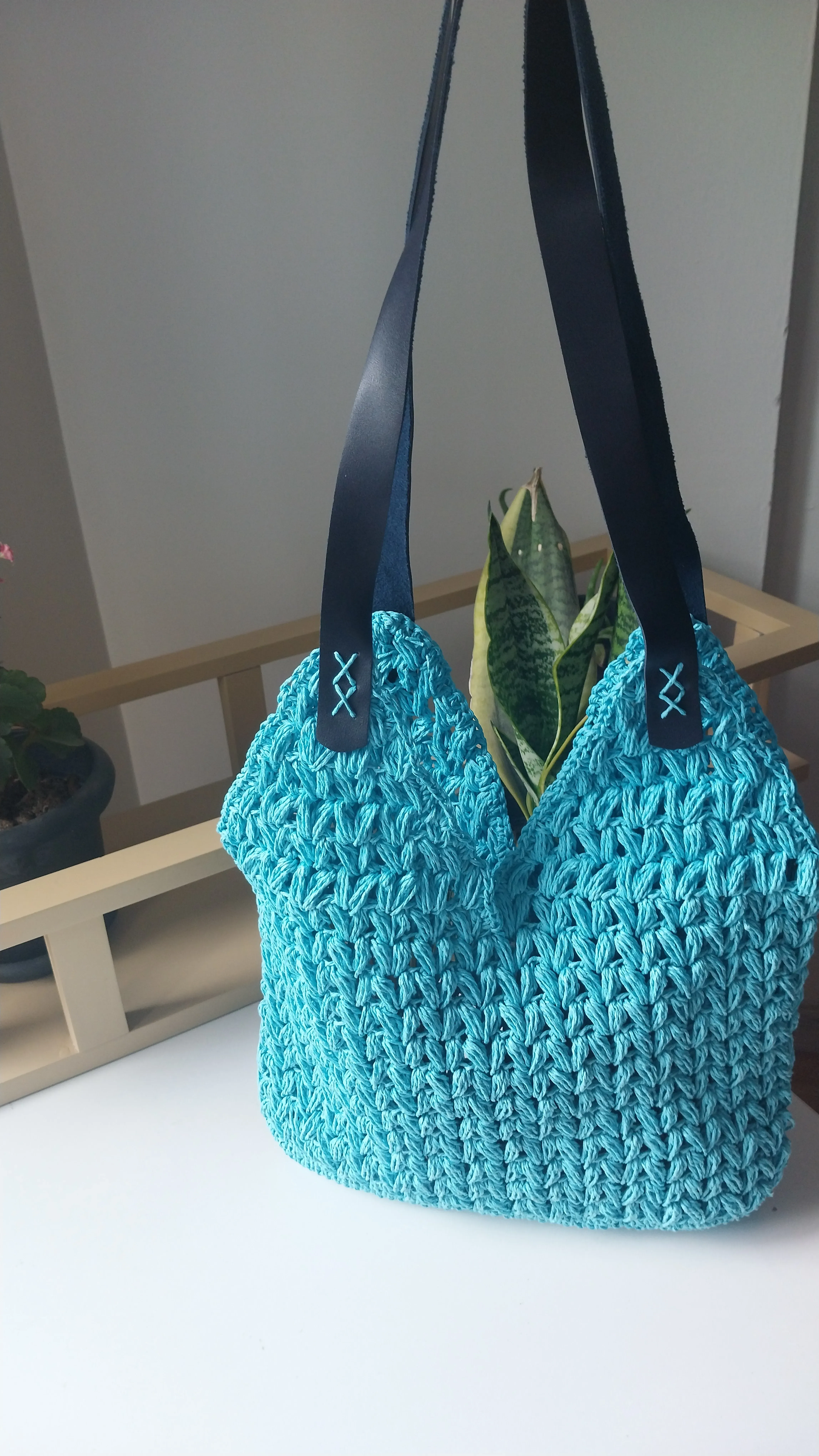 El Örgüsü Turkuaz Torba Çanta