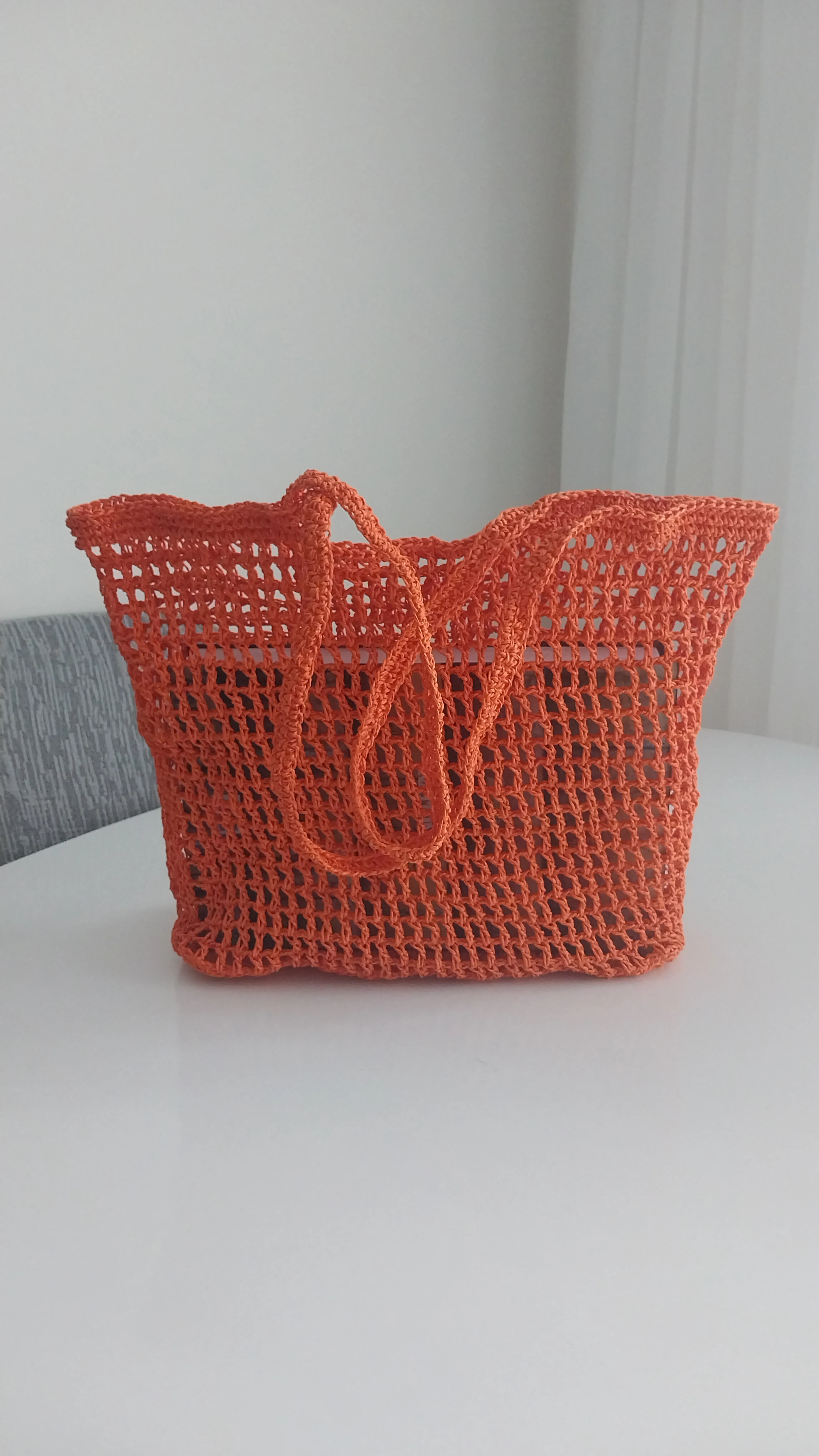 El Örgüsü Turuncu File Çanta