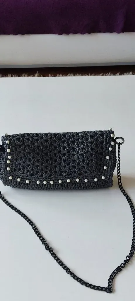 İnci Detaylı Özel Tasarım Rafia Clutch – Astarı ve Çıtçıtlı