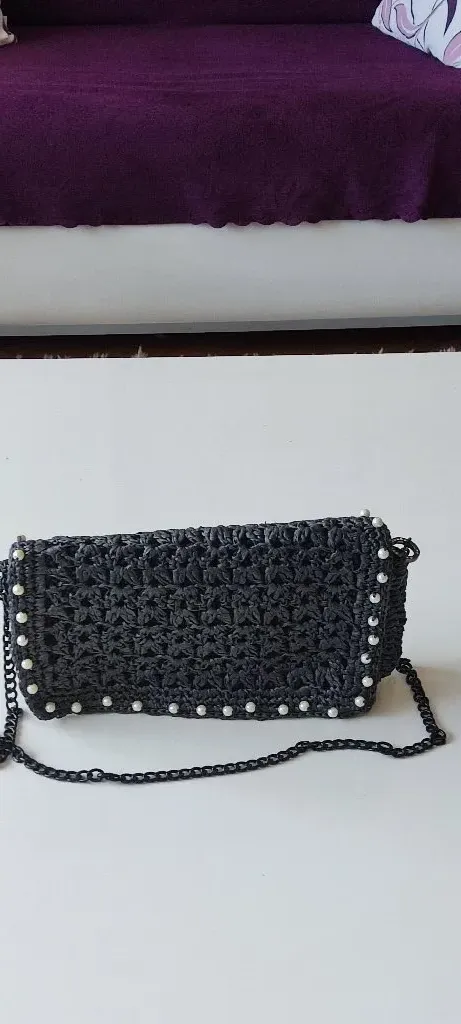 İnci Detaylı Özel Tasarım Rafia Clutch – Astarı ve Çıtçıtlı