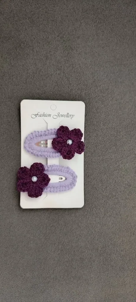 2'li El Örgüsü Çiçekli Saç Tokası Seti – Şık ve Zarif Aksesuar