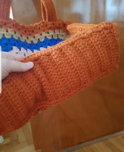 El Örgüsü Renkli Büyük Boy Çanta – 37×37×10 cm, Astarlı, Omuz Askılı El Yapımı