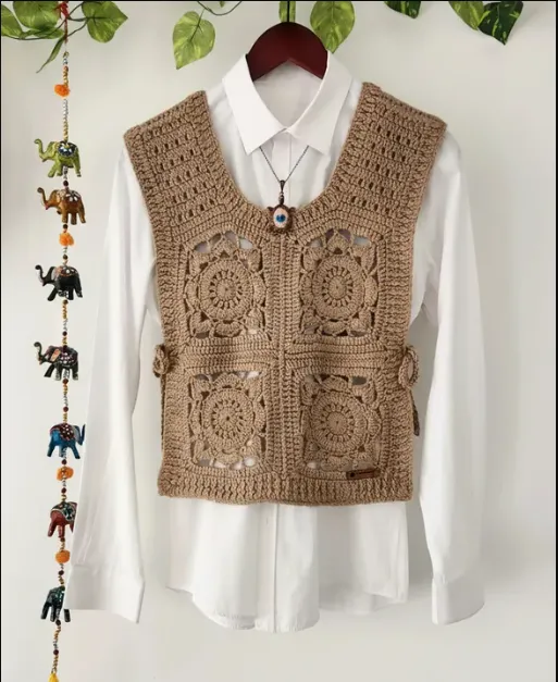 Kahverengi Motifli Örgü Süveter - Zara Model Tarzında El Emeği