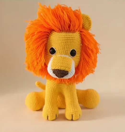 Sarı Renkli Örgü Aslan Oyuncak Bebek - Amigurumi El Emeği
