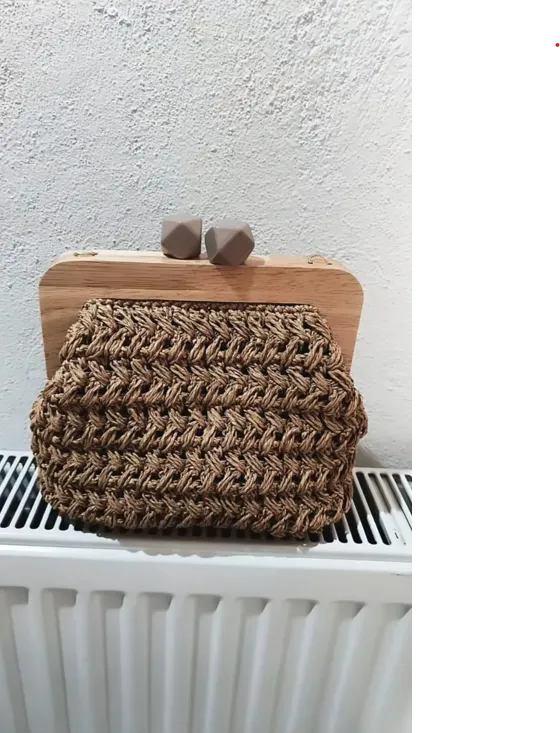 Ahşap Klipsli Çanta