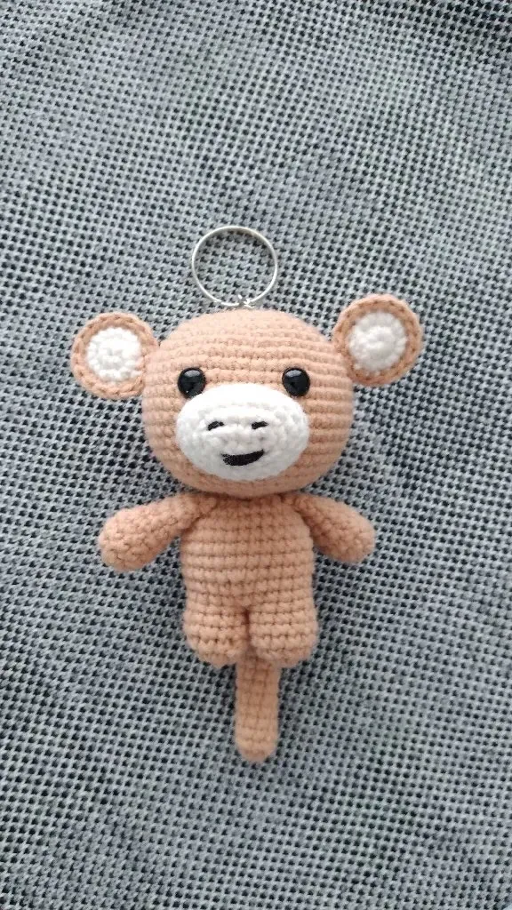 Sevimli Örgü Maymun Anahtarlık - Pamuk İpten El Emeği Hediyelik
