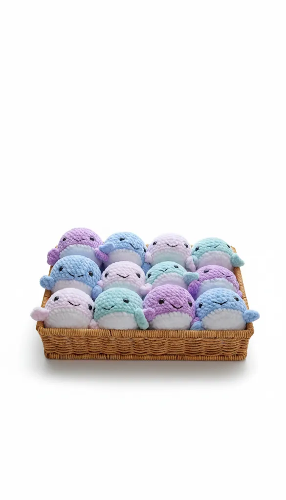 Amigurumi Knitted Keychain Whale Set of 12 - Handmade Toy
