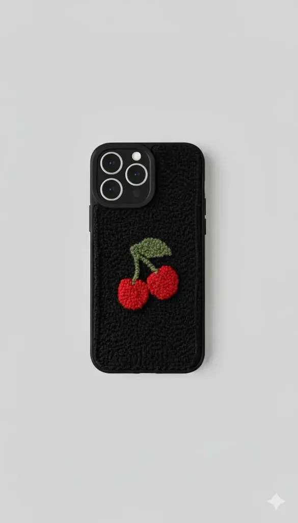 iPhone 15 Pro Max Uyumlu Kiraz Desen Punch Telefon Kılıfı