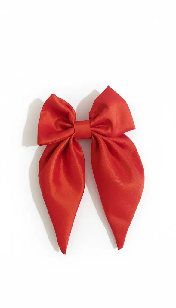 El Yapımı Büyük Boy Fiyonk Toka – Kırmızı Saten Kumaş Zarif Saç Aksesuarı