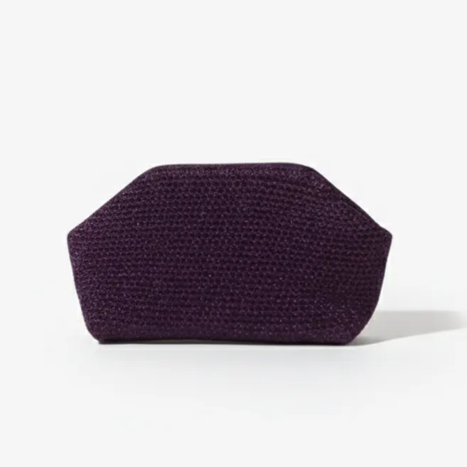 Mor Simli İp Örgü Gizli Burslu Gece Çantası - El Emeği Özel Tasarım