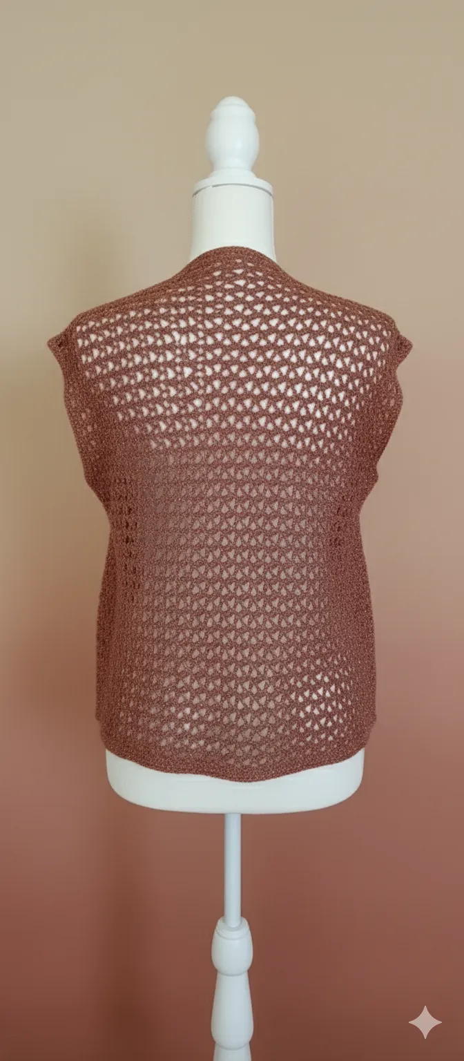 Somon Rengi Simli Örgü Yelek - Yeni Sezon Şık Tasarım