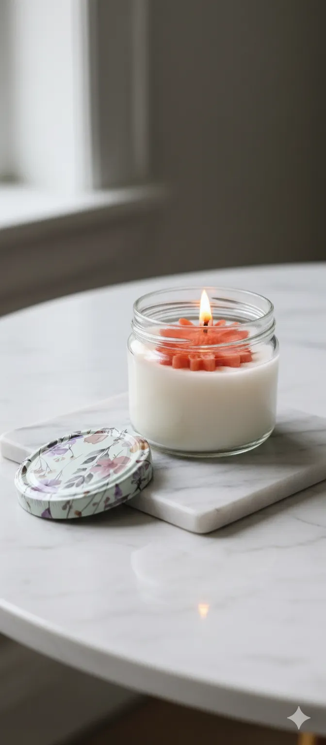 El Yapımı Cam Kavanoz Mum – Çiçek Kokulu Dekoratif Mum