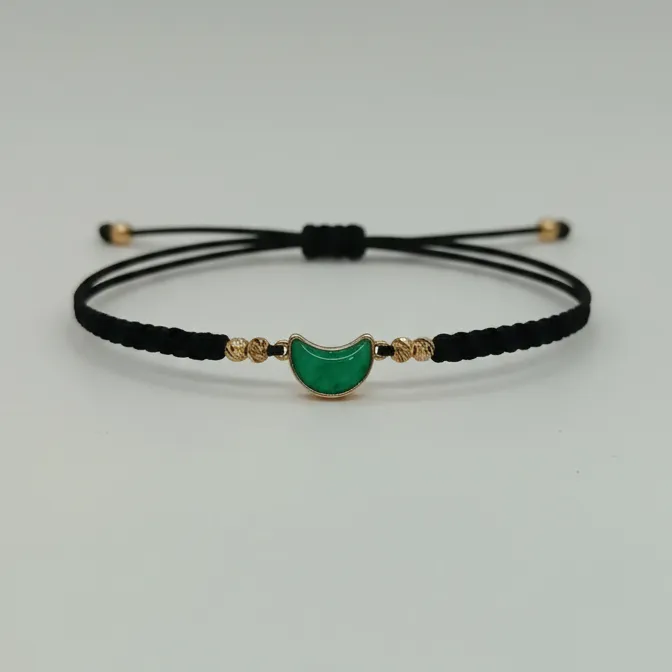 Makrome Zümrüt Hilal Bileklik