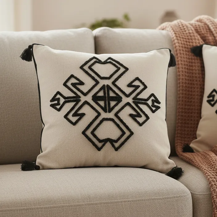 Etnik Kilim Desenli El Yapımı Punch Kırlent