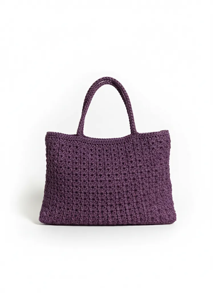 Purple Macrame Knit Shoulder Bag - Stylish Design and Useful Size