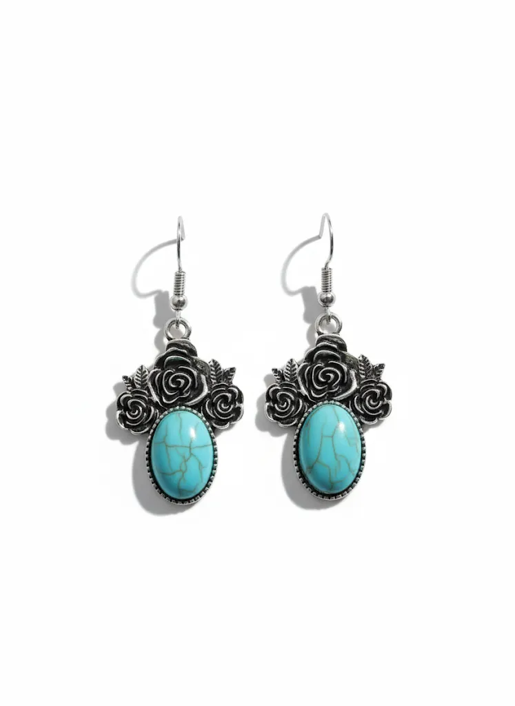 Ancient Inspirations with Modern Elegance: Turquoise Stone Silver Earrings