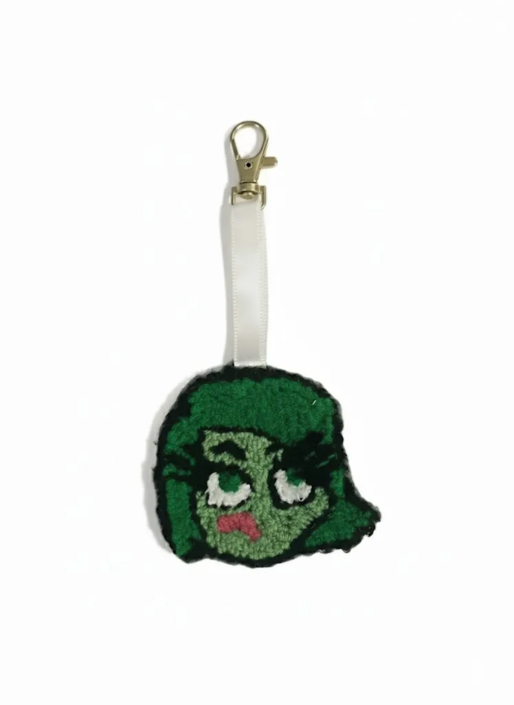 Yeşil Saçlı Kız Temalı Örme Anahtarlık - El Yapımı
