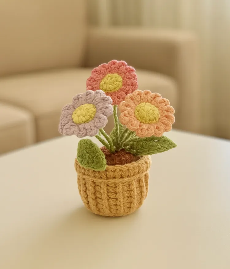Very Colorful Tiny Daisy Pot