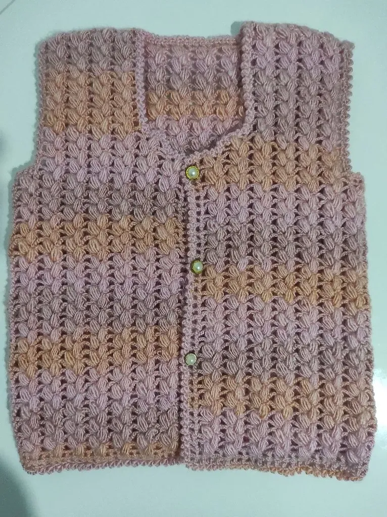 Fıstık Model Ebruli Bebek Yeleği - El Emeği Örgü