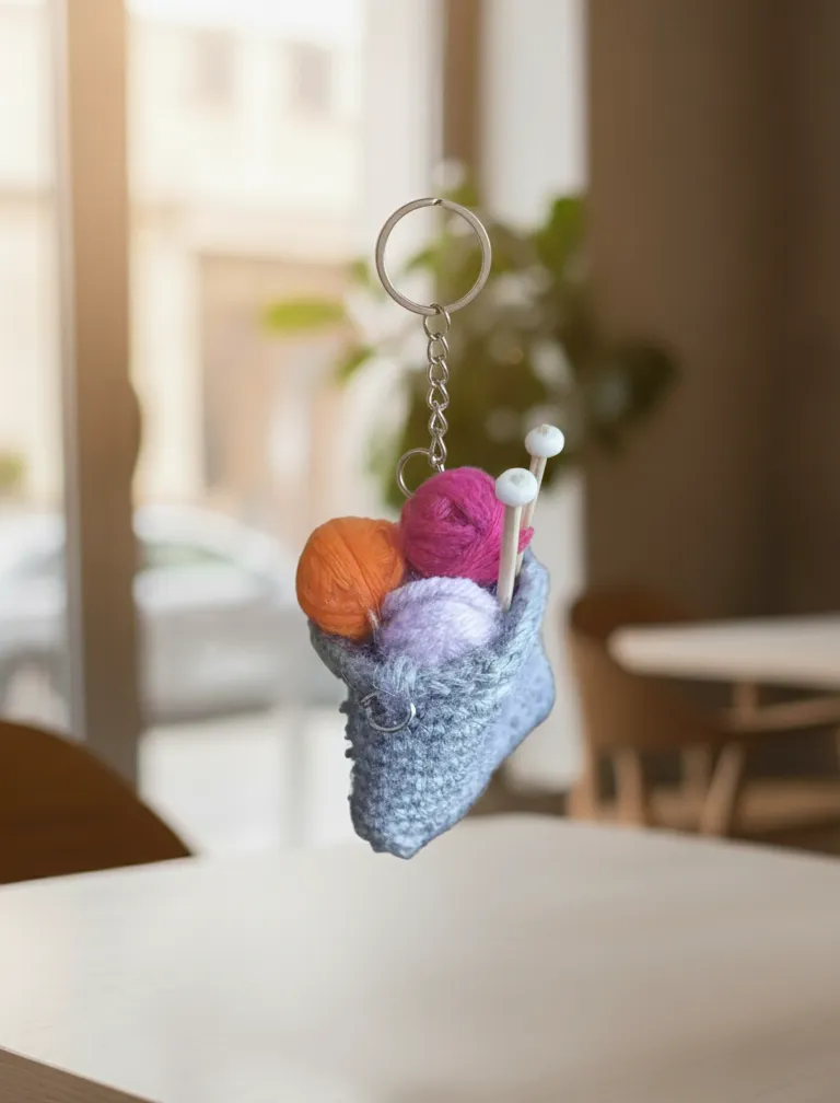 Minik Örgü Sepeti-El Yapımı Anahtarlık