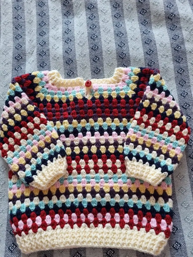 Renkli Bebek Kazağı - 6-12 Ay - El Örgüsü