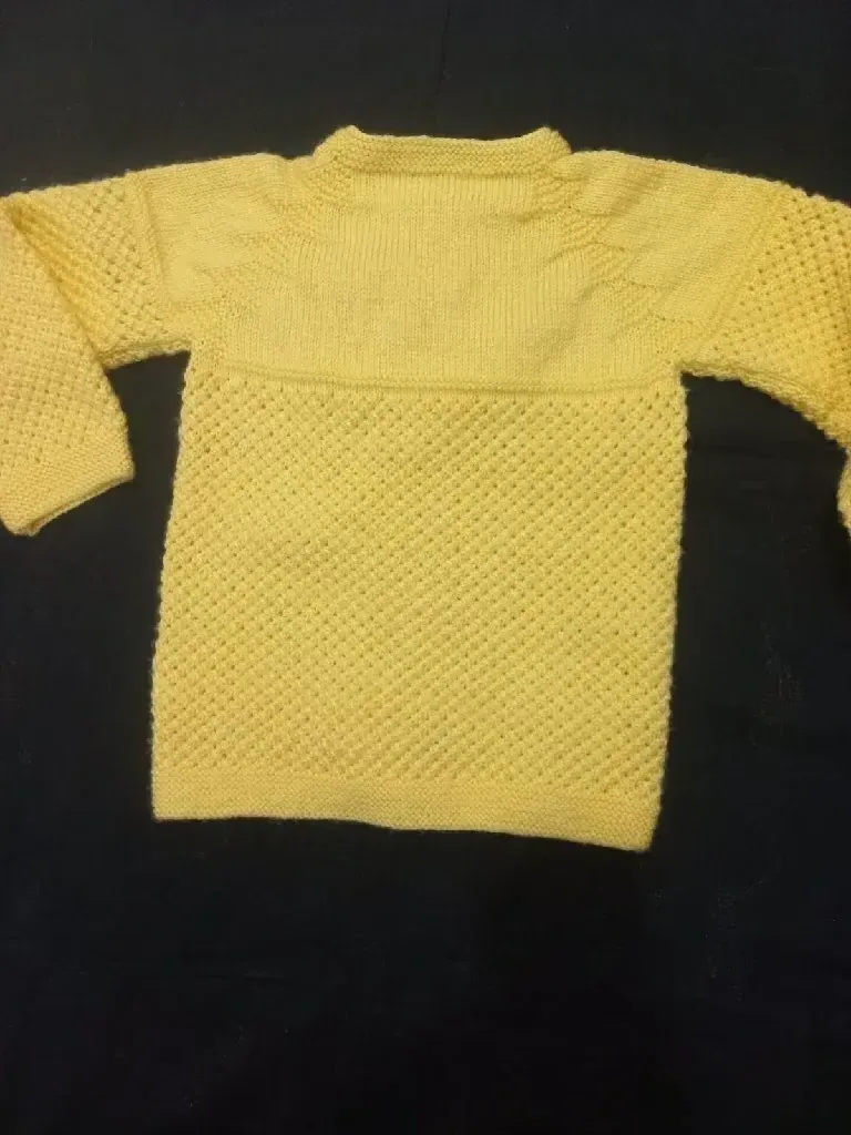 Sarı Örgü Çocuk Hırka - 2-3 Yaş Arası, Düğmeli, El Emeği