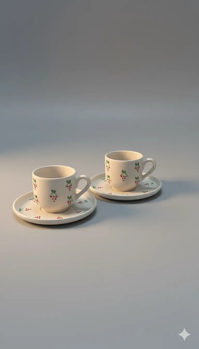 Üzüm Desenli Fincan Seti