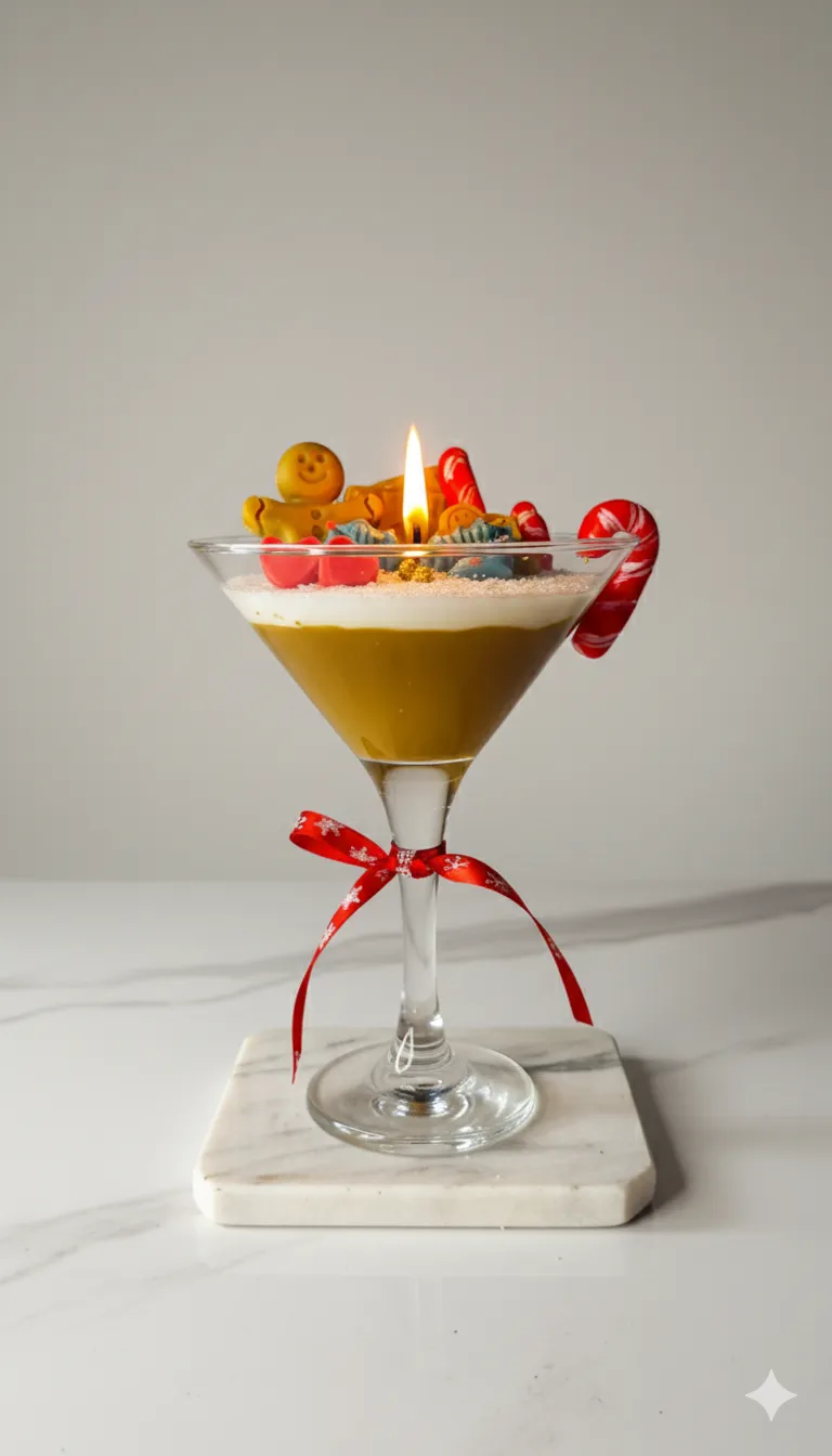 Christmas Martini Kokulu Mum – Yılbaşı Özel Dekoratif El Yapımı Mum