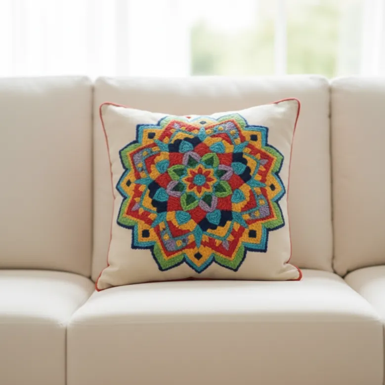 Mandala Desenli Bohem El Yapımı Punch  Kırlent