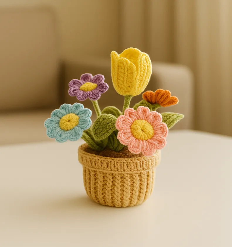 Amigurumi Mixed Flower Arrangement in Pot